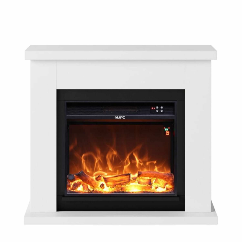 Mpc Camino Asciano Chimenea De Pie Con Marco y Quemador Electrico De 1500w