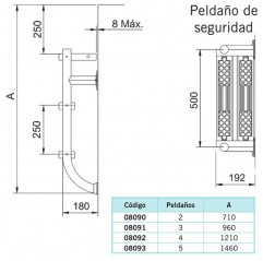 Escalera partida parte inferior con peldaño seguridad