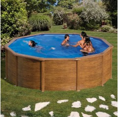 PISCINA DESMONTABLE 3,50X1,20 CIRCULAR GRE CHAPA EXTERIOR EFECTO MADERA  AGOTADO TEMPORALMEMTE - TU TIENDA DE AQUA Y RIEGO