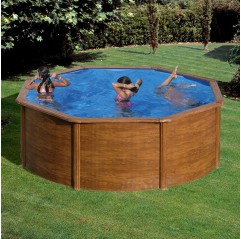 Piscina desmontable Gre Sicilia circular imitación madera