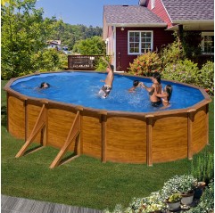 PISCINA DESMONTABLE 3,50X1,20 CIRCULAR GRE CHAPA EXTERIOR EFECTO MADERA  AGOTADO TEMPORALMEMTE - TU TIENDA DE AQUA Y RIEGO