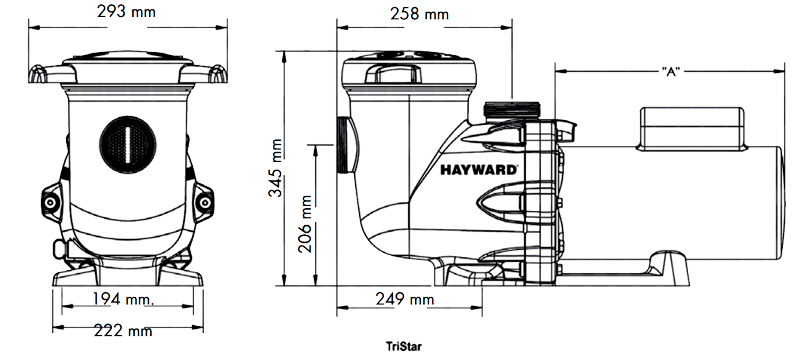 Dimensiones bomba Hayward Tristar