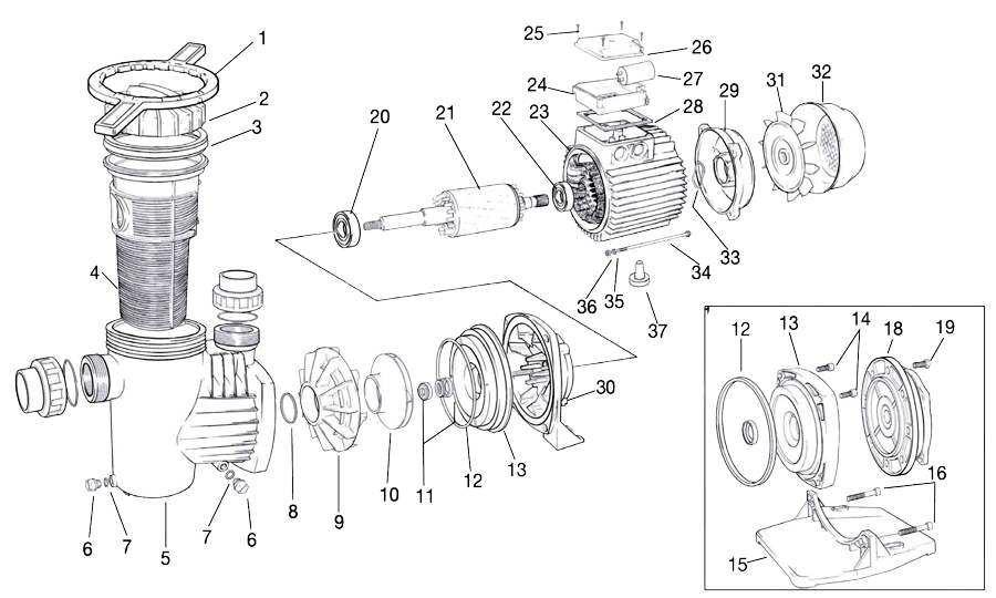 Despiece Bomba para Piscinas Zodiac Redflo